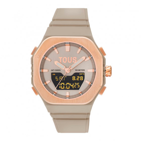 Reloj Analógico/digital de Acero Rosado y Brazalete de Nylon Topo Bet  TOUS