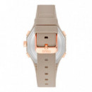 Reloj Analógico/digital de Acero Rosado y Brazalete de Nylon Topo Bet  TOUS