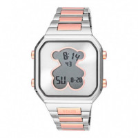 Reloj Digital con Brazalete de Acero Ss y Acero Iprg Rosado D-bear  TOUS