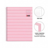 Cuaderno A4 80 Hojas Cuadrícula Between The Lines Rosa