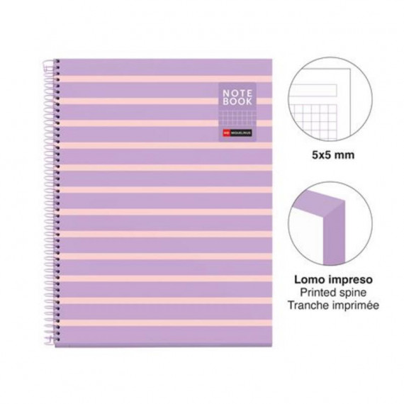 Cuaderno A4 80 Hojas Cuadrícula Between The Lines Malva