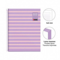 Cuaderno A4 80 Hojas Cuadrícula Between The Lines Malva
