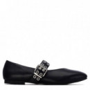 Xti Bailarina con doble tira decorativa 146407-NEGRO