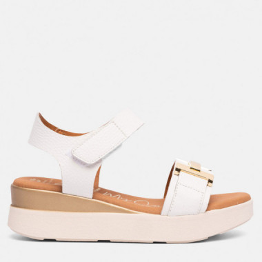Oh My Sandals Sandalia en piel con suave grabado 5962-BLANCO