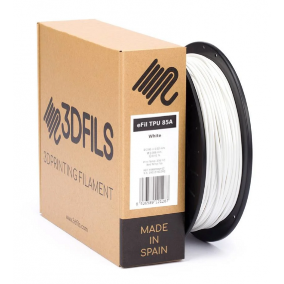 Filamento 3D TPU 85A 3DFILS Blanco EFIL 1.75mm 250g