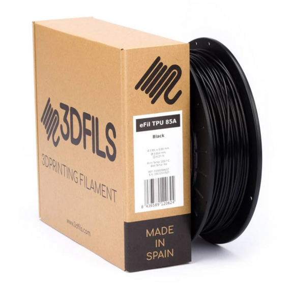 Filamento 3D TPU 85A 3DFILS Negro eFil 1.75 mm 250 g
