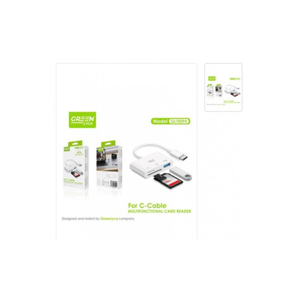 GREEN LYCA Lector Tarjeta SD, MIcro Sd,Usb/H Con Conector Tipo C GL70094