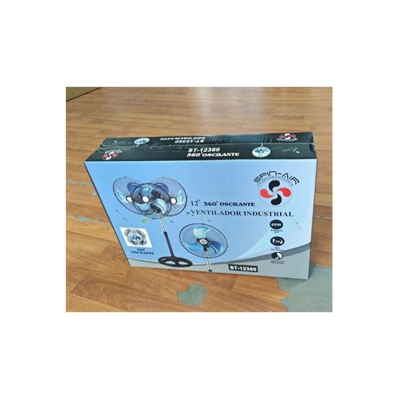SPIN AIR Ventilador de Pie 12" ST-12360 60W 360º Oscilante Silencioso Altura Ajustable