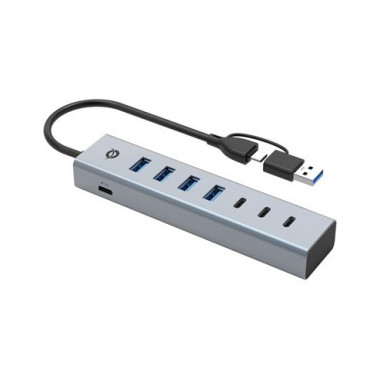 CONCEPTRONIC Hub 4X Usb-A 3.2 + 3X Tip C Con Alimentador y Conector Tipo C Y Usb-A HUBBIES