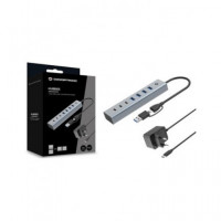 CONCEPTRONIC Hub 4X Usb-a 3.2 + 3X Tip C con Alimentador y Conector Tipo C y Usb-a Hubbies