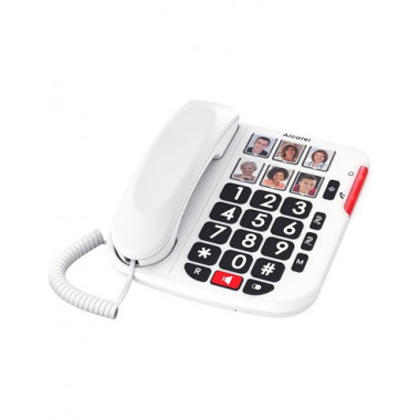 ALCATEL Telefono Fijo Sobremesa TMAX 10+ Blanco Con Teclas Grandes,6 Memorias Con Foto