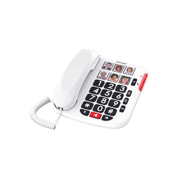 ALCATEL Telefono Fijo Sobremesa TMAX 10+ Blanco Con Teclas Grandes,6 Memorias Con Foto
