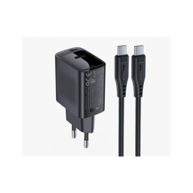 ACEFAST Cargador Red+Cable Tipo C M/M 20W Gan A82 Negro