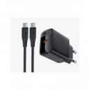 ACEFAST Cargador Red+Cable Tipo C M/M 20W Gan A82 Negro