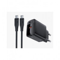 ACEFAST Cargador Red+cable Tipo C M/m 20W Gan A82 Negro