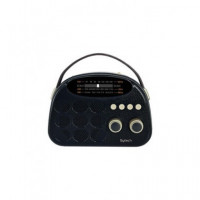 SYTECH Radio Portatil Vintage 4W SY-XV1678BT con Bluetooth/usb/micro Sd/ Bateria Recargable Negro