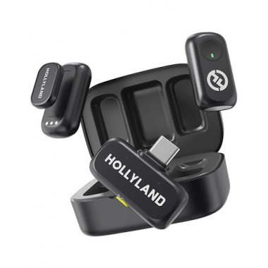HOLLYLAND Microfono Inalambrico Duo Lavalier Con Conector Tipo C LARK A1 Con Caja
