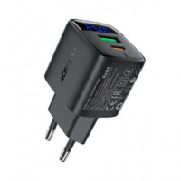 ACEFAST Adaptador Corriente 1XUSB A/1XTIPOC 25W Gan A114 con Pantalla Negro