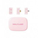 HOLLYLAND Microfono Inalambrico Duo De Solapa Conector TIpo C+Adaptador Lightning LARK A1 Rosa