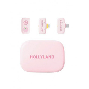 HOLLYLAND Microfono Inalambrico Duo De Solapa Conector TIpo C+Adaptador Lightning LARK A1 Rosa