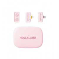 HOLLYLAND Microfono Inalambrico Duo de Solapa Conector Tipo C+adaptador Lightning Lark A1 Rosa
