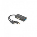 Cable Conversor 3 en 1 Hdmi/M A DP+DVI+VGA Dorado AK-330403-002-S