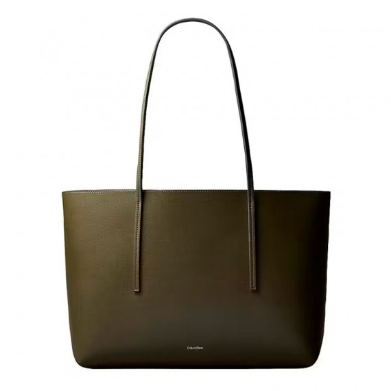 Bolso tote con bolsillo con logo en lámina