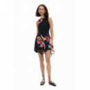 Vestido flores asimétrico negro de Desigual