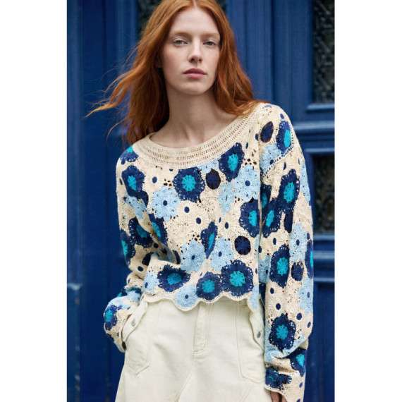 Jersey crochet flores de Desigual