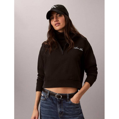 HEAVY JERSEY 1/4 ZIP TOP- GRAPHI BLACK