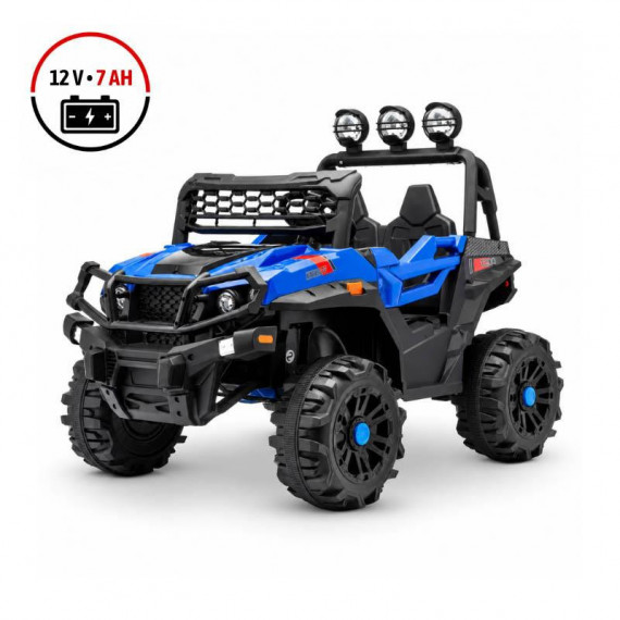 COCHE ELÉCTRICO INFANTIL TODOTERRENO AZUL 12 V 7 AH 4 MOTORES CON MANDO
