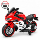 MOTO ELÉCTRICA INFANTIL ROJA-BLANCA 24 V 5 AH CON RUEDAS AUXILIARES