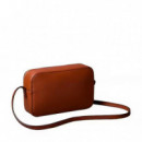 Bolso bandolera tipo cámara con logo en lámina