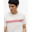 RWB PLACED STRIPE REG TEE IVORY PETAL