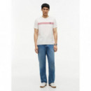 RWB PLACED STRIPE REG TEE IVORY PETAL