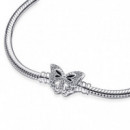PANDORA Moments Mariposa Pulsera PANDORA Moments en Plata de Ley Cadena de Serpiente Cierre 590782C01
