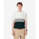Camiseta de punto jersey de rayas con bloques de color de Lacoste
