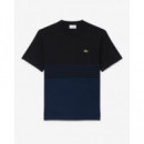 Camiseta de punto jersey de rayas con bloques de color de Lacoste