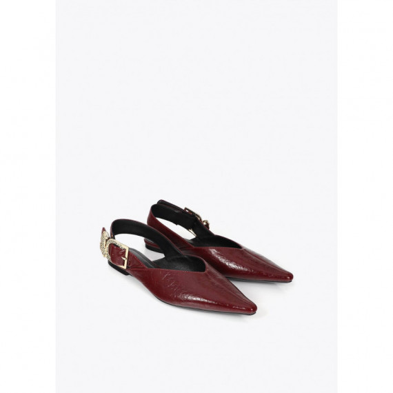 LEOPARD BUCKLE FLAT SHOE BORDEAUX