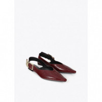 LEOPARD BUCKLE FLAT SHOE BORDEAUX