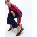 LEOPARD BUCKLE FLAT SHOE BORDEAUX