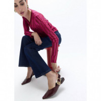 LEOPARD BUCKLE FLAT SHOE BORDEAUX