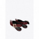 LEOPARD BUCKLE FLAT SHOE BORDEAUX