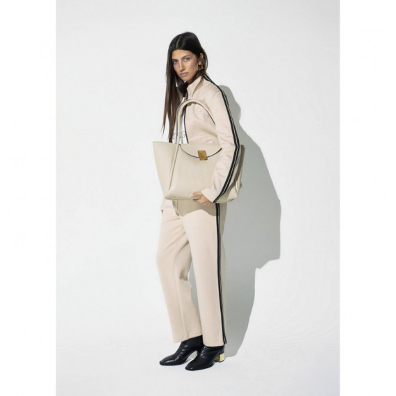 Zip-up Sweatshirt, Two-color Side Band D  LOLA CASADEMUNT