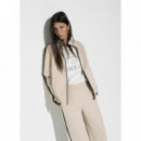 Zip-up Sweatshirt, Two-color Side Band D  LOLA CASADEMUNT