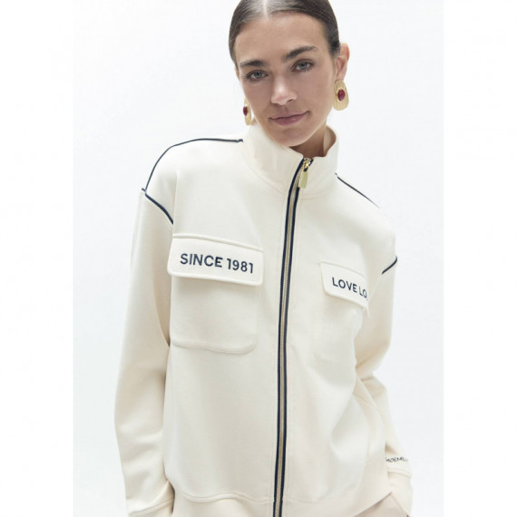 OPEN SWEATSHIRT, ZIPPER AND HIGH NECK WI
