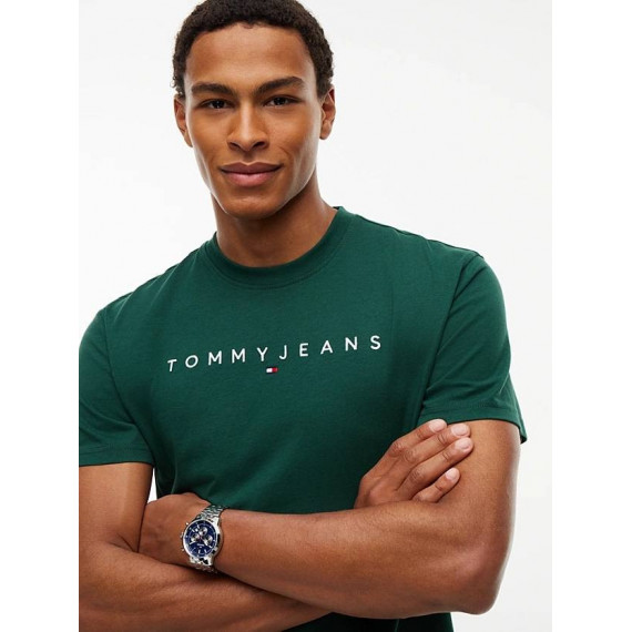 TJM REG LINEAR LOGO TEE EXT VELVET GREEN