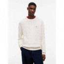 TJM REG CABLE KNIT SWEATER OFF WHITE
