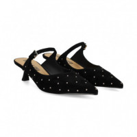 Zueco Tacon Tira+tachas ante Negro  BIBI LOU