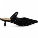 Zueco Tacon Tira+tachas ante Negro  BIBI LOU